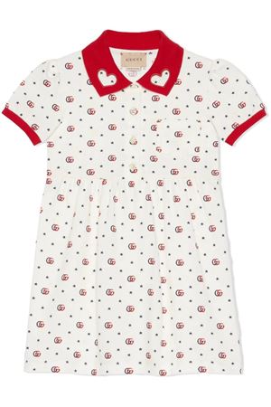 White cotton polo dress GUCCI KIDS | 717991XJE3F9275